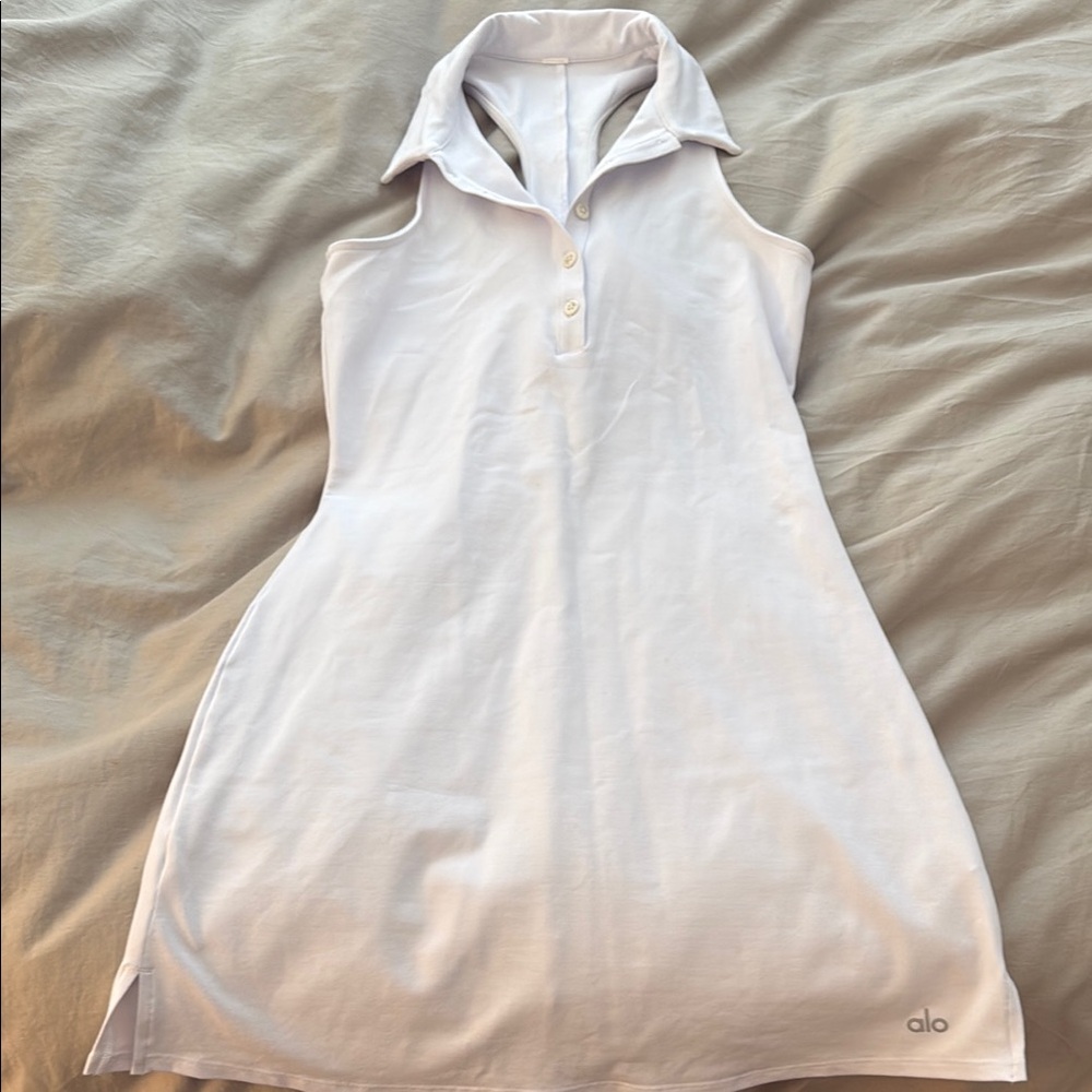 Alo White Sleeveless Polo Dress